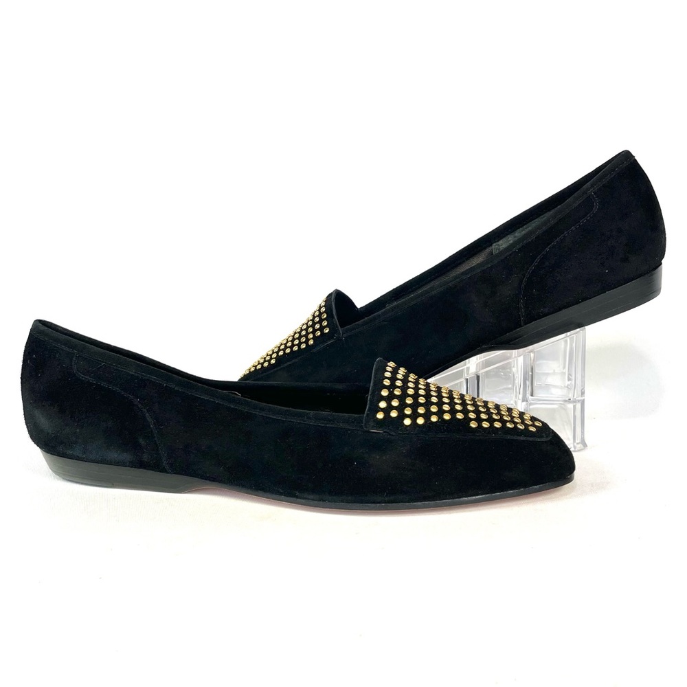 Enzio Angiolini Lieutenant Black Suede Gold Studded Loafer Flats Size Womens 9M - Picture 2 of 6
